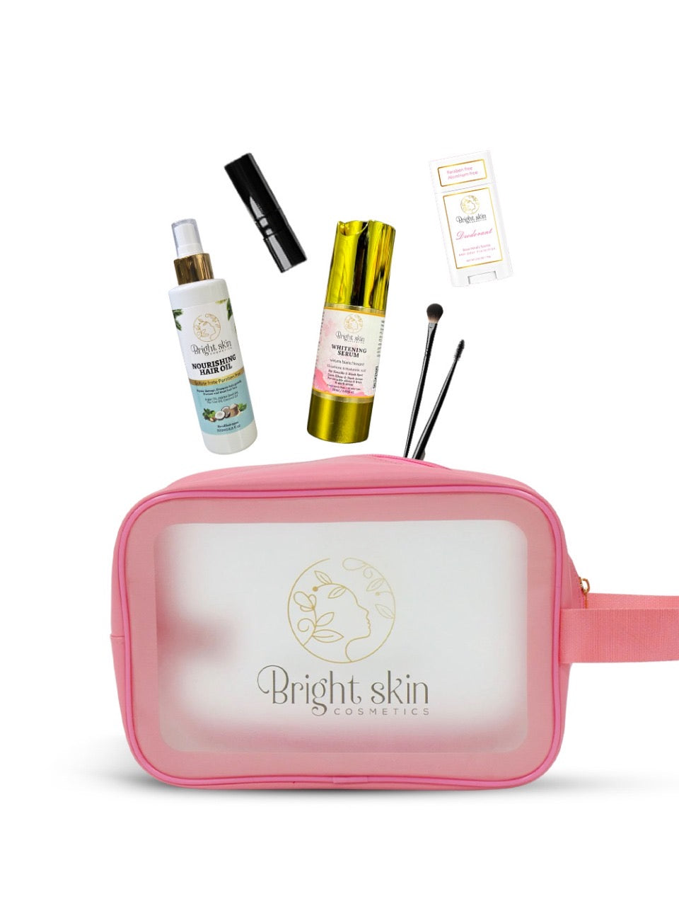 Trousse de toilette rose transparente lumineuse